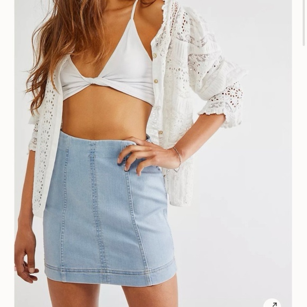 Free People Denim Modern Femme Mini Skirt - light wash